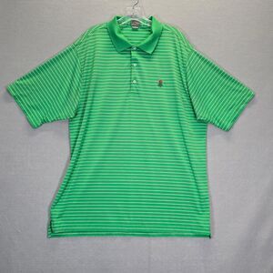 Fennec Golf Shirt Mens XXL Extra Large Green Striped Short Sleeve Stretch Polo